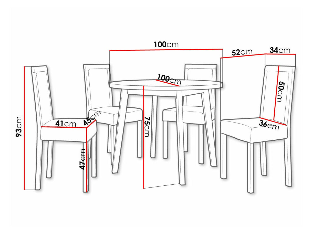 Étkezőgarnitúra 01 (OSLO 3 + ROMA 3) Grandson, Fa színe: Fekete, Kárpit: Zetta 297