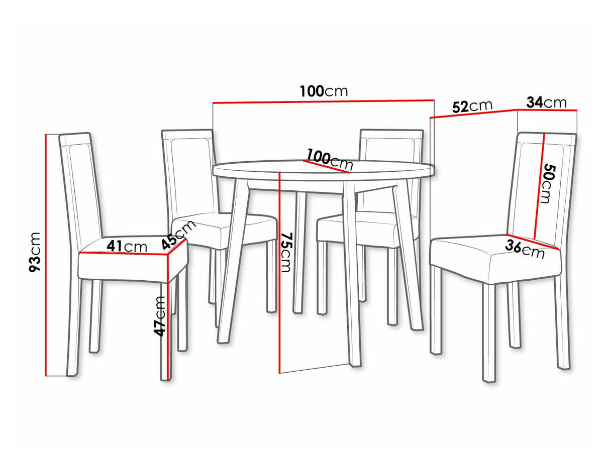 Étkezőgarnitúra 01 (OSLO 3 + ROMA 3) Grandson, Fa színe: Fekete, Kárpit: Soro 28