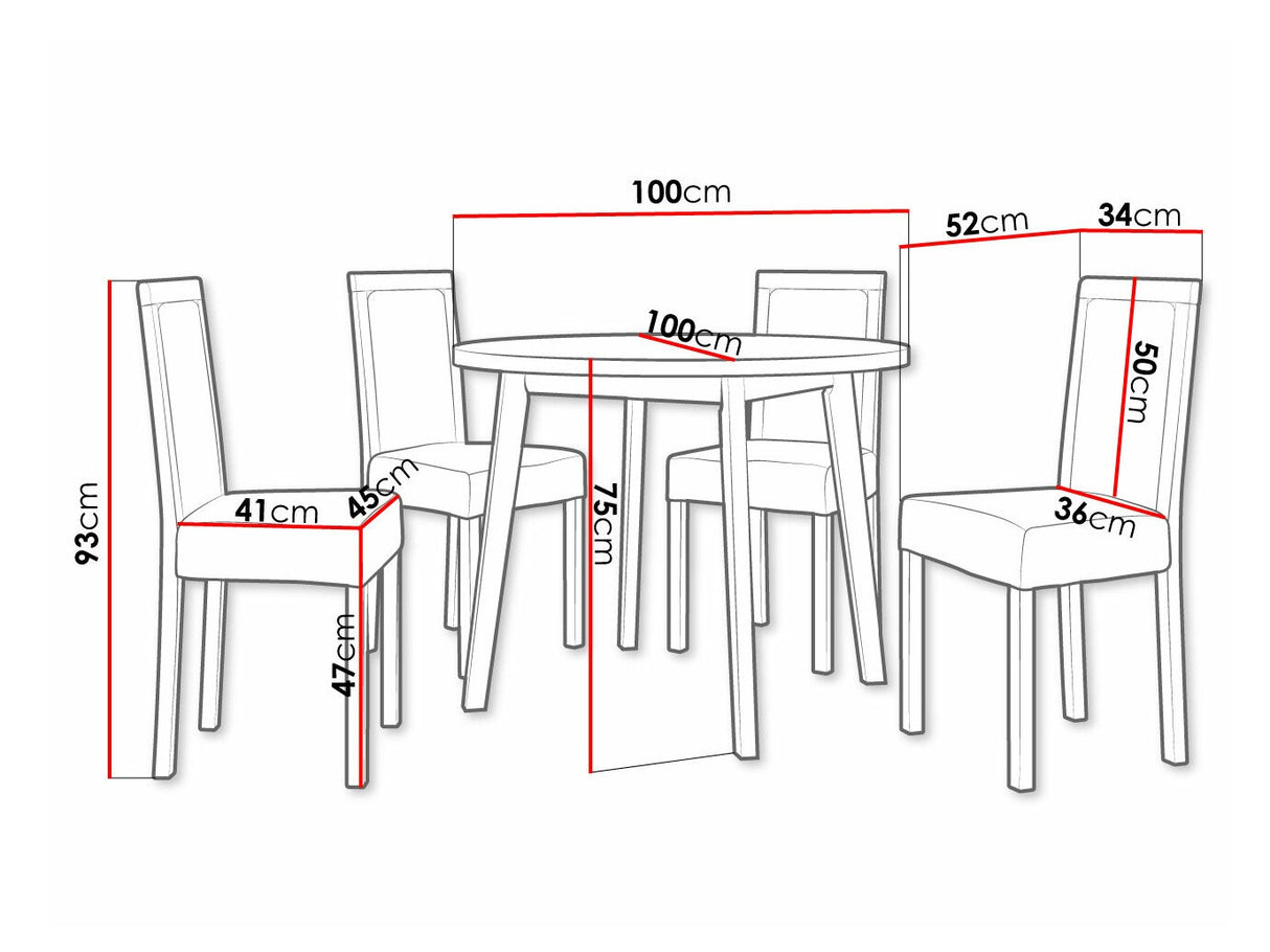 Étkezőgarnitúra 01 (OSLO 3 + ROMA 3) Grandson, Fa színe: Fekete, Kárpit: Hygge 91