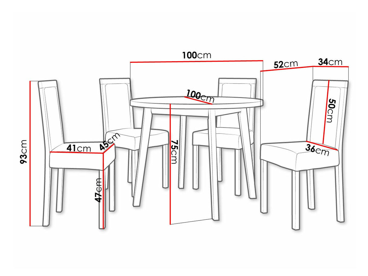 Étkezőgarnitúra 01 (OSLO 3 + ROMA 3) Grandson, Fa színe: Fekete, Kárpit: Zetta 300