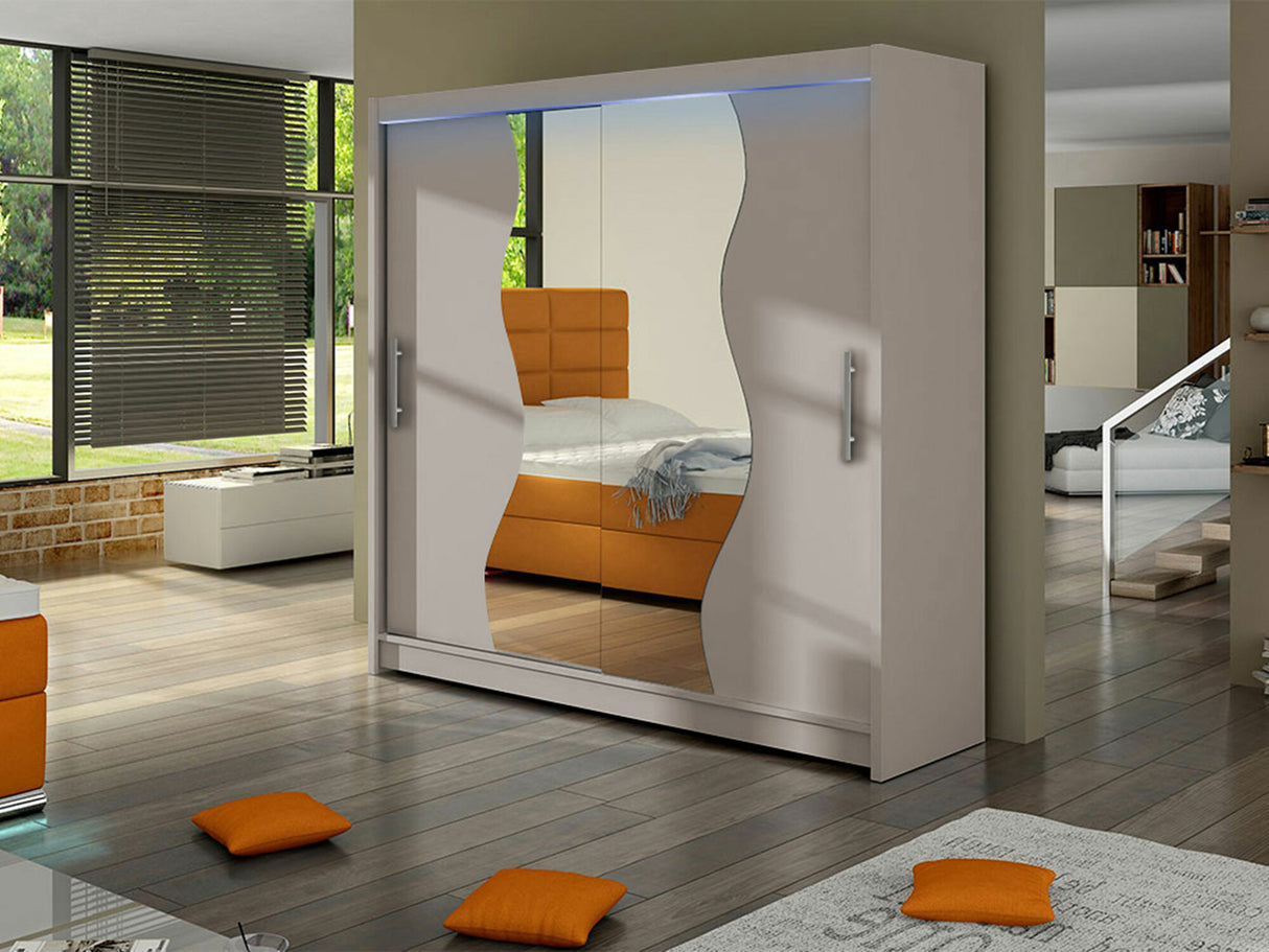 Gardróbszekrény Begáznemű (Roganem), Szín: Kasmír, Led világítás: Igen