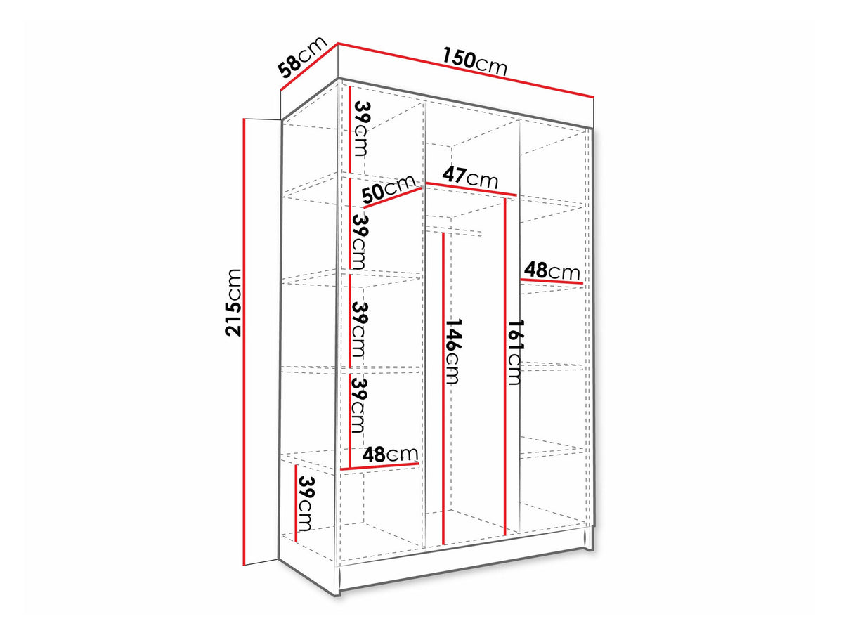 Gardróbszekrény Szafa CALIA II, Szín: Fényes fa + Aranysárga