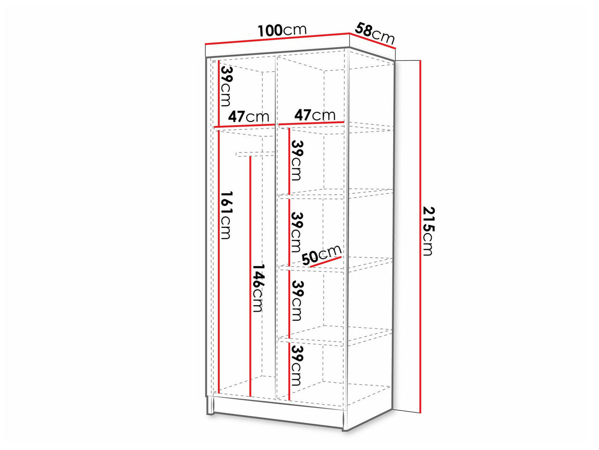 Gardróbszekrény Szafa BONO III, Szín: Fényes fa + Fekete