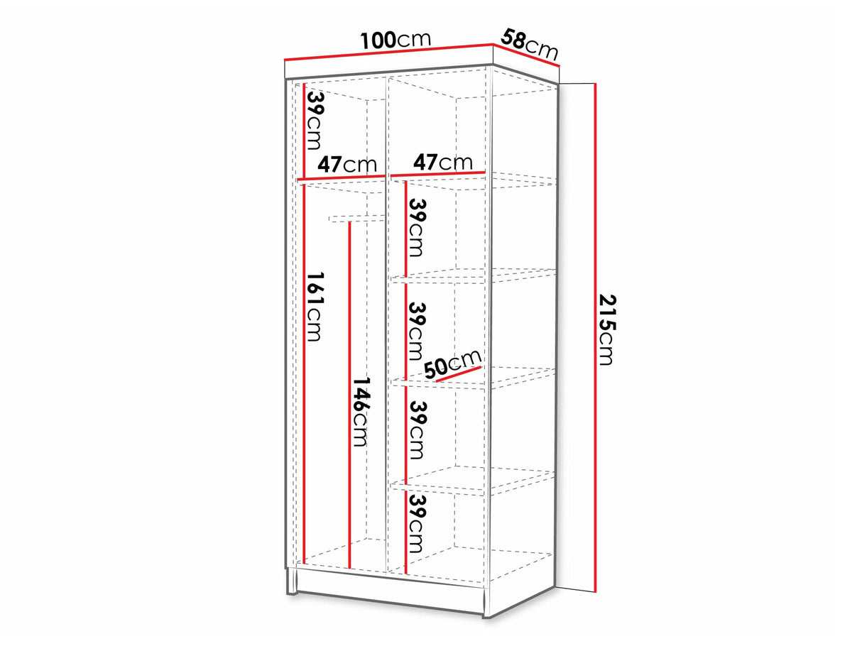 Gardróbszekrény Szafa BONO III, Szín: Fényes fa + Aranysárga