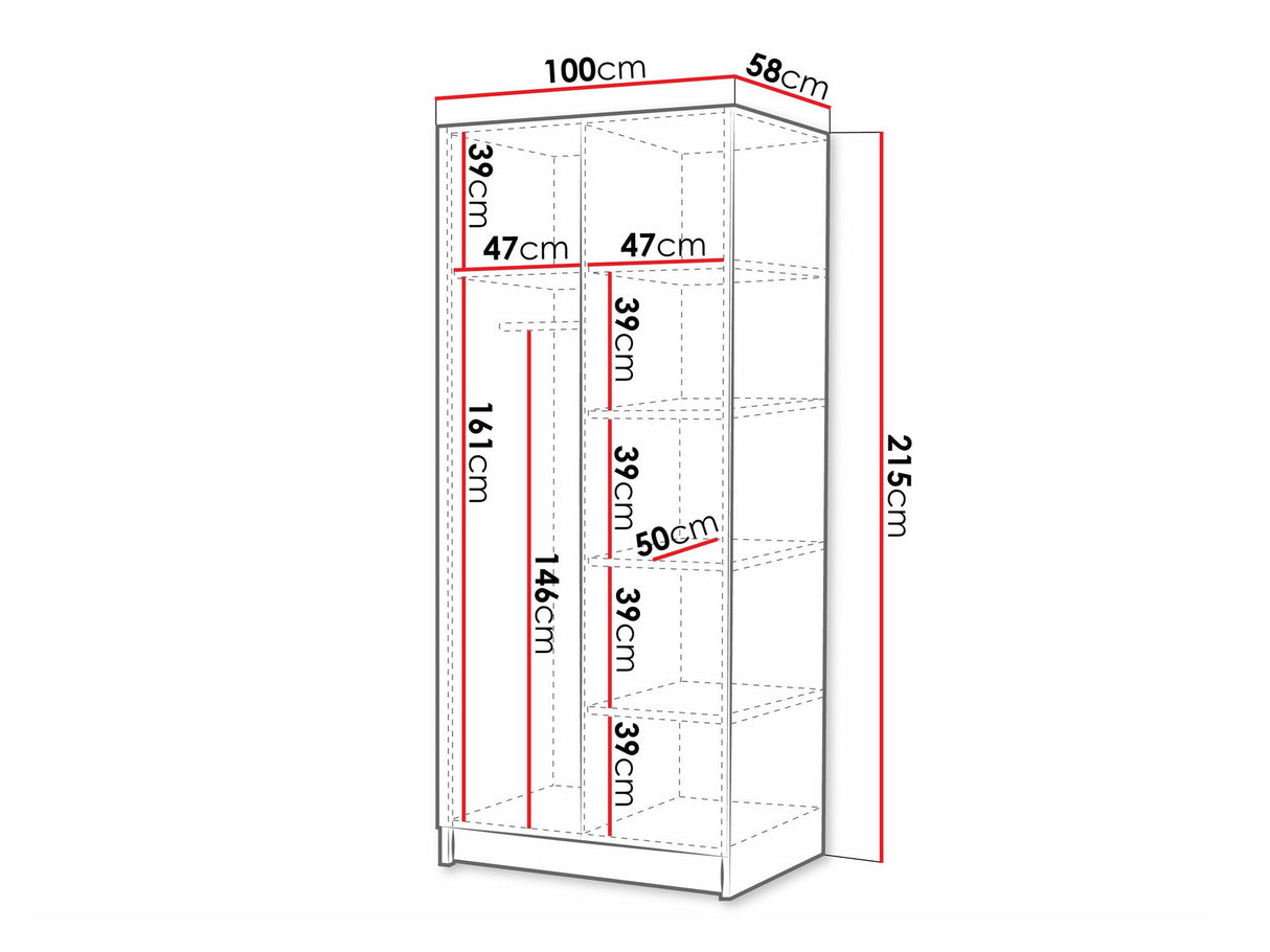 Gardróbszekrény Szafa BONO II, Szín: Fényes fa + Aranysárga