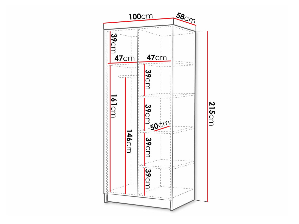 Gardróbszekrény Szafa BONO I, Szín: Lighfa + Fekete