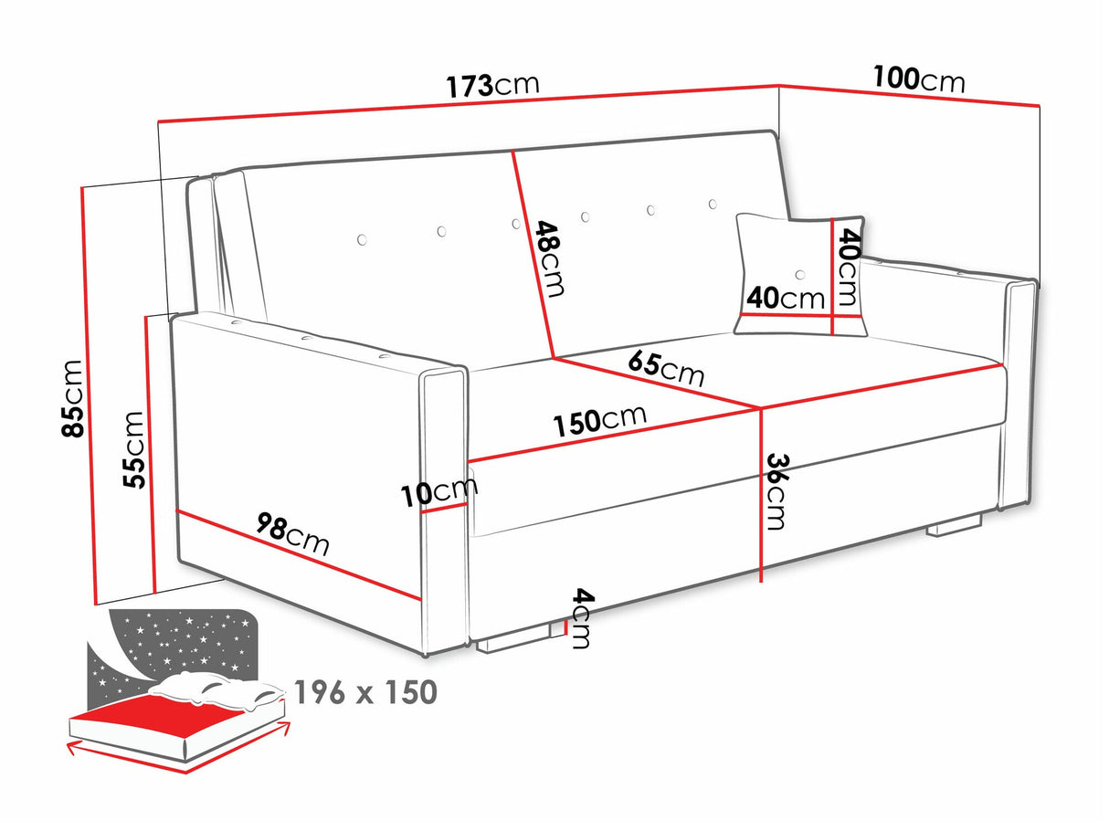 Kanapéágy Kanapa VIVA SONIC IV, Szín: Coral 55