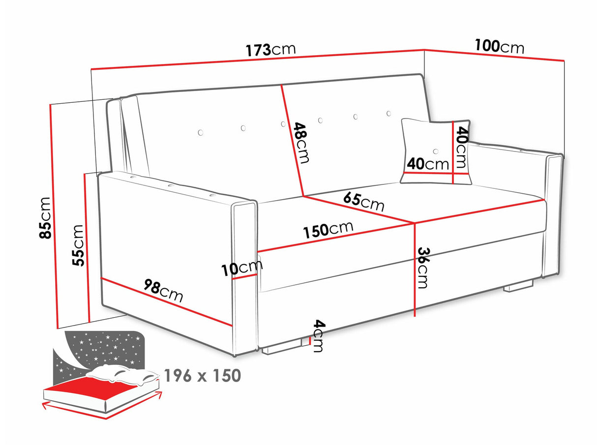 Kanapéágy Kanapa VIVA SONIC IV, Szín: Coral 75