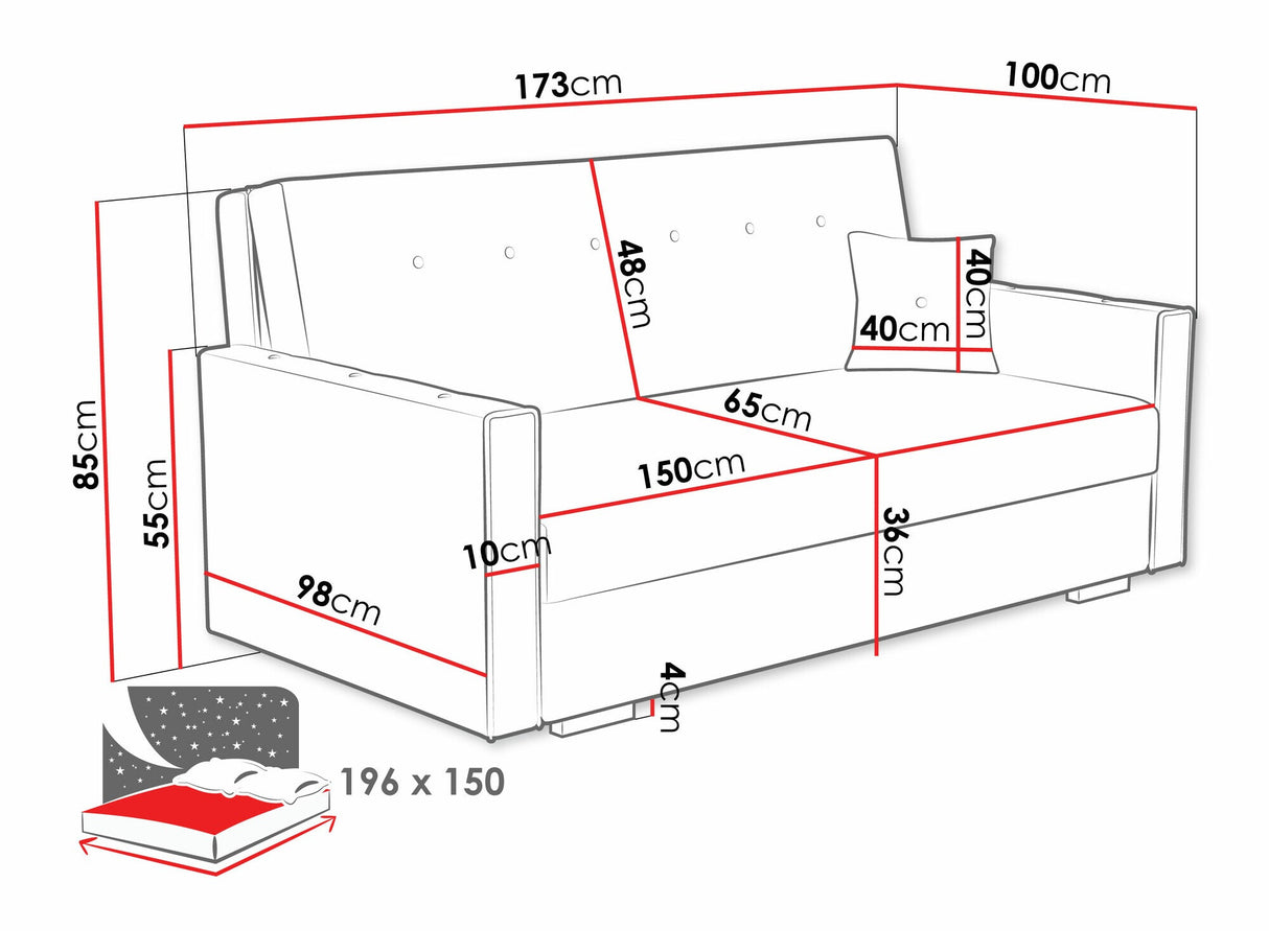 Kanapéágy Kanapa VIVA SONIC IV, Szín: Coral 80