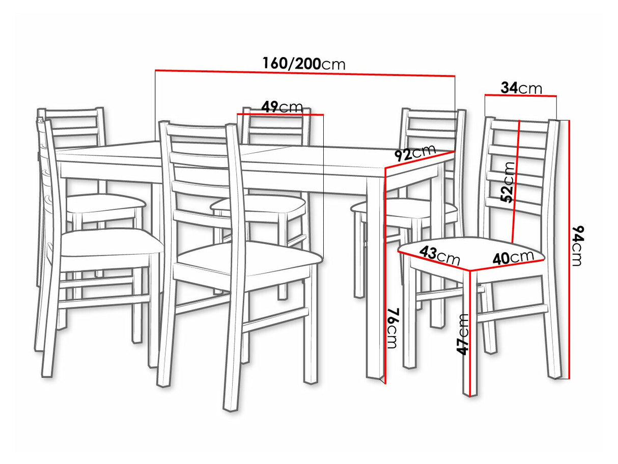 Étkezőgarnitúra 02 (MODENA 2 + NILO 8), Fa színe: Fehér, Kárpit: Zetta 297