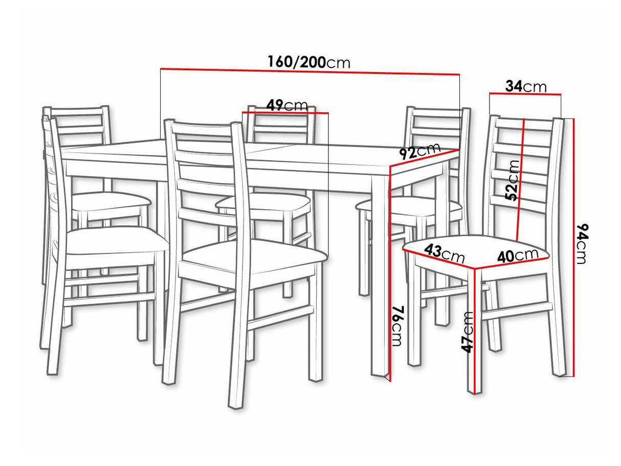 Étkezőgarnitúra 02 (MODENA 2 + NILO 8), Fa színe: Fehér, Kárpit: Hygge 20