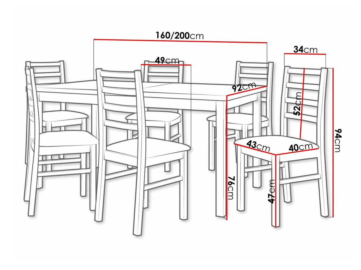 Étkezőgarnitúra 02 (MODENA 2 + NILO 8), Fa színe: Fehér, Kárpit: Soro 28