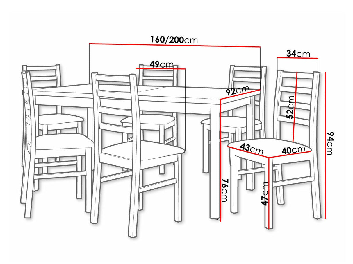 Étkezőgarnitúra 02 (MODENA 2 + NILO 8), Fa színe: Sonoma tölgy, Kárpit: Zetta 297