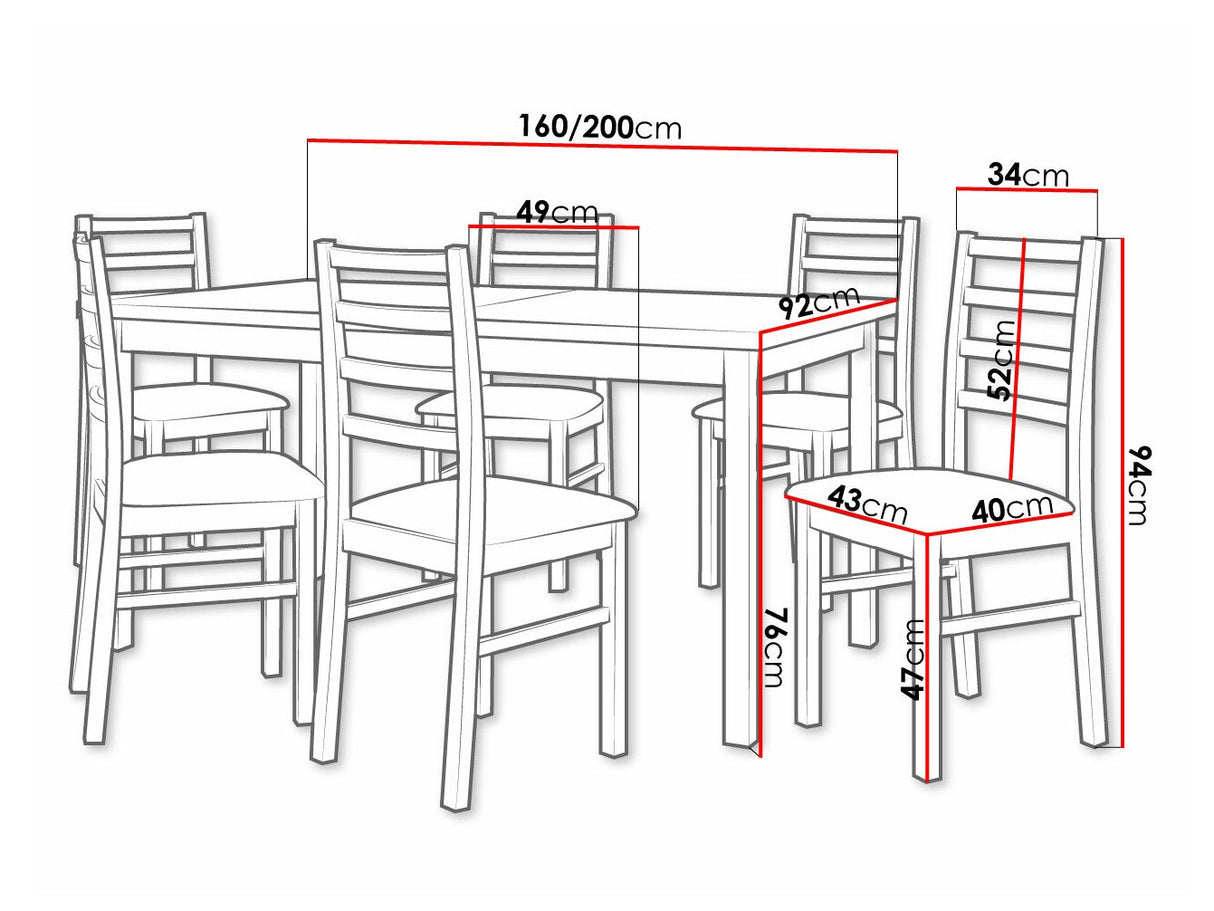 Étkezőgarnitúra 02 (MODENA 2 + NILO 8), Fa színe: Sonoma tölgy, Kárpit: Soro 28