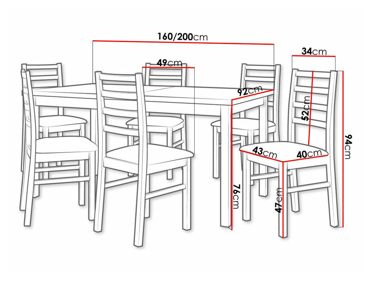 Étkezőgarnitúra 02 (MODENA 2 + NILO 8), Fa színe: Sonoma tölgy, Kárpit: Hygge 91