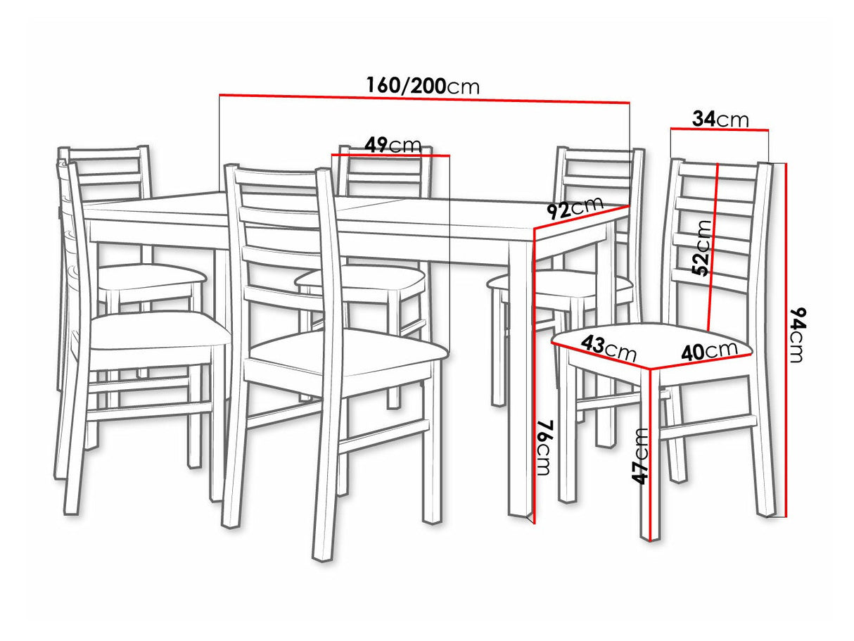 Étkezőgarnitúra 02 (MODENA 2 + NILO 8), Fa színe: Sonoma tölgy, Kárpit: Zetta 300