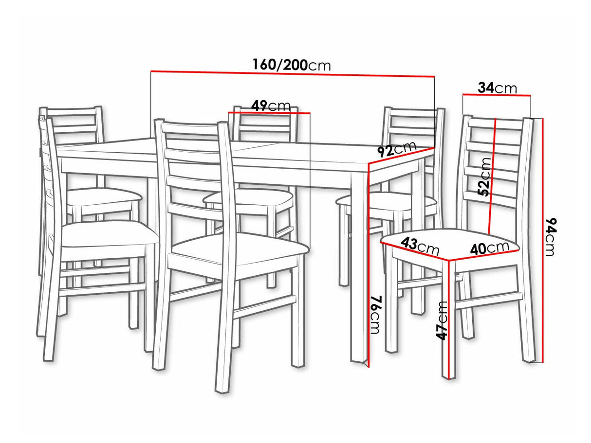 Étkezőgarnitúra 02 (MODENA 2 + NILO 8), Fa színe: Dió, Kárpit: Zetta 297