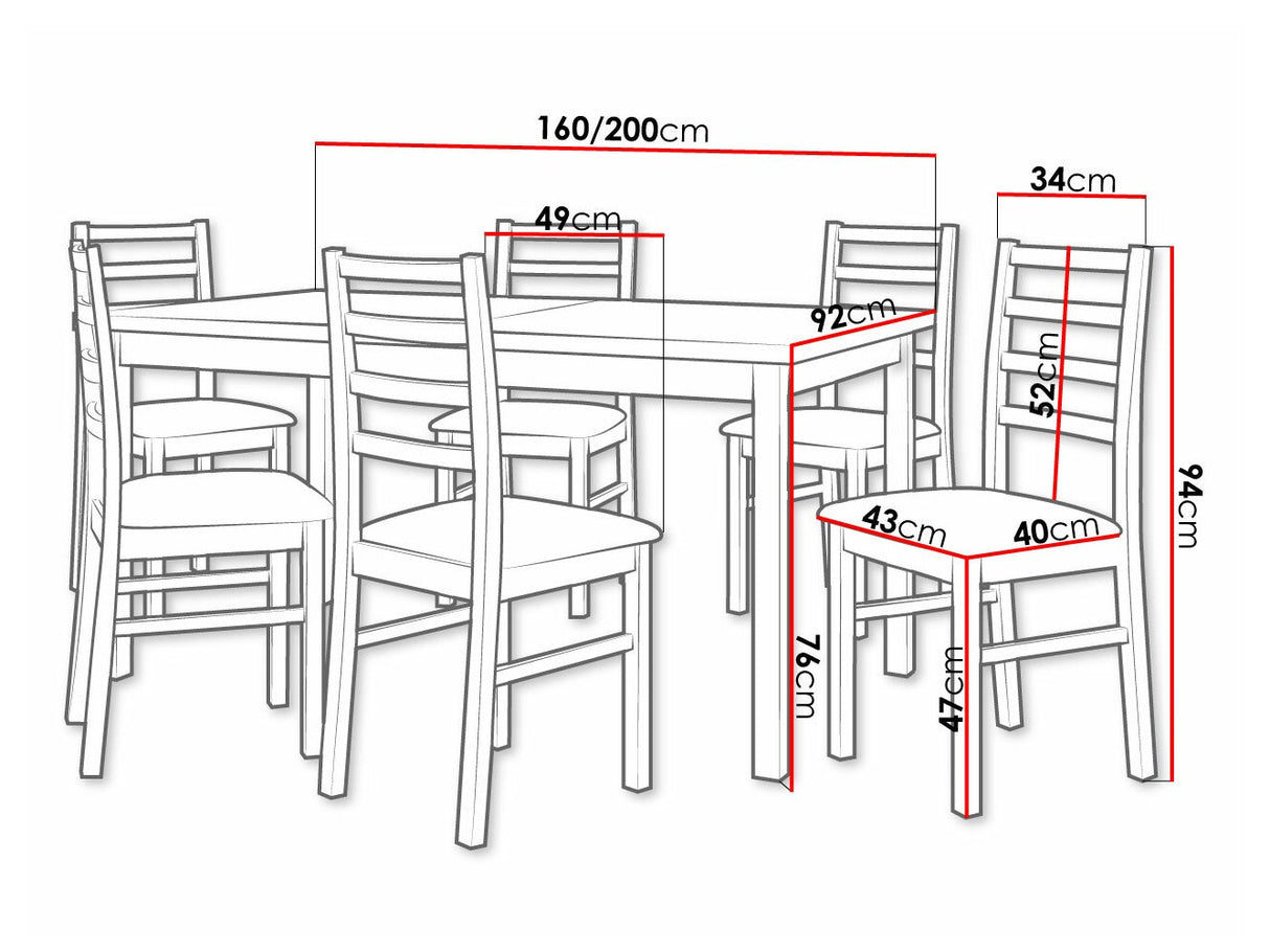 Étkezőgarnitúra 02 (MODENA 2 + NILO 8), Fa színe: Dió, Kárpit: Hygge 20