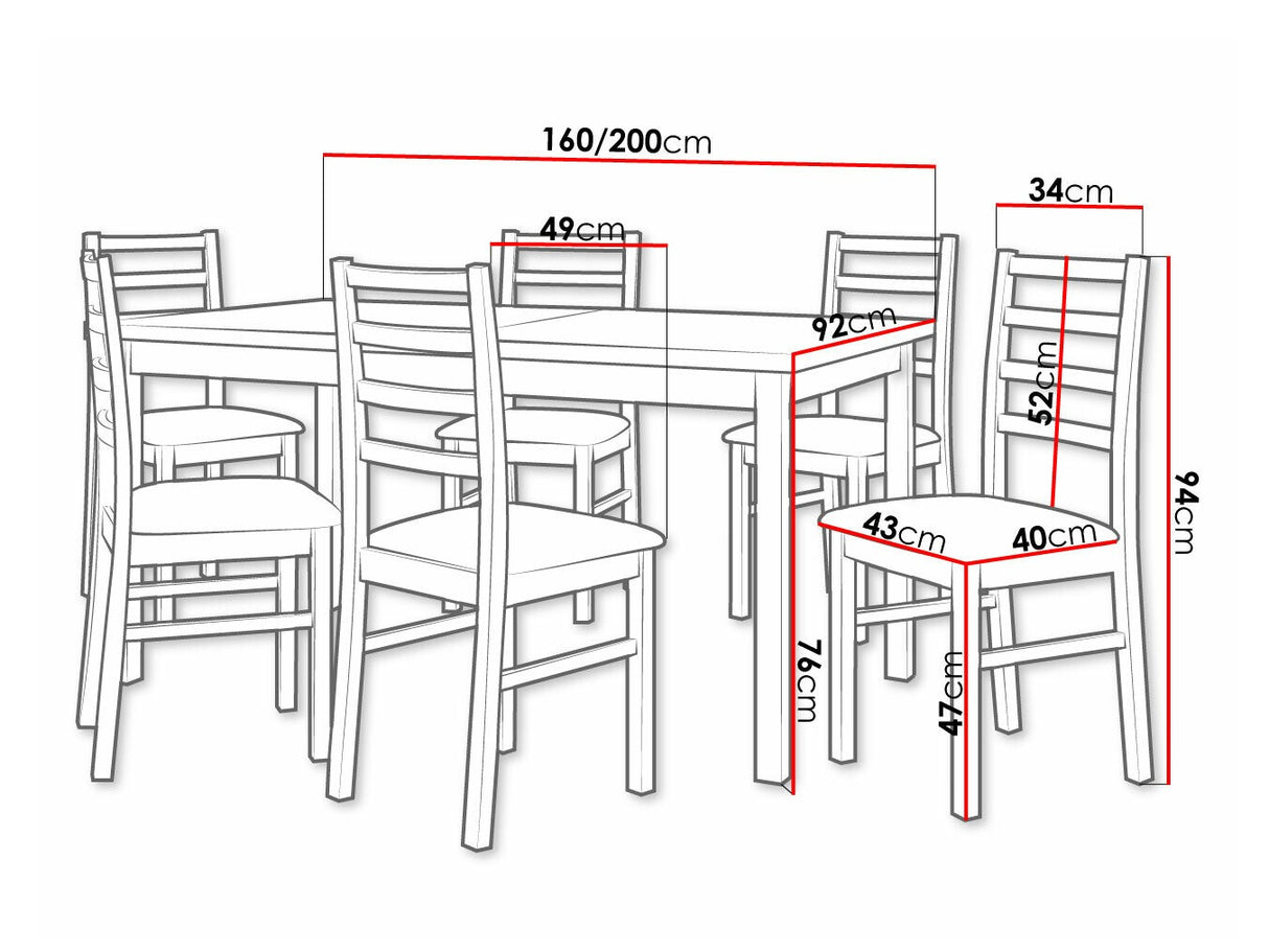 Étkezőgarnitúra 02 (MODENA 2 + NILO 8), Fa színe: Dió, Kárpit: Hygge 91