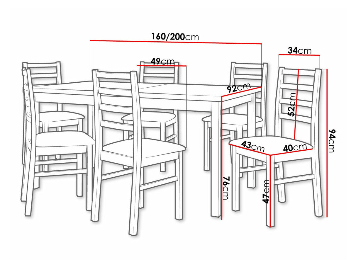 Étkezőgarnitúra 02 (MODENA 2 + NILO 8), Fa színe: Dió, Kárpit: Zetta 300