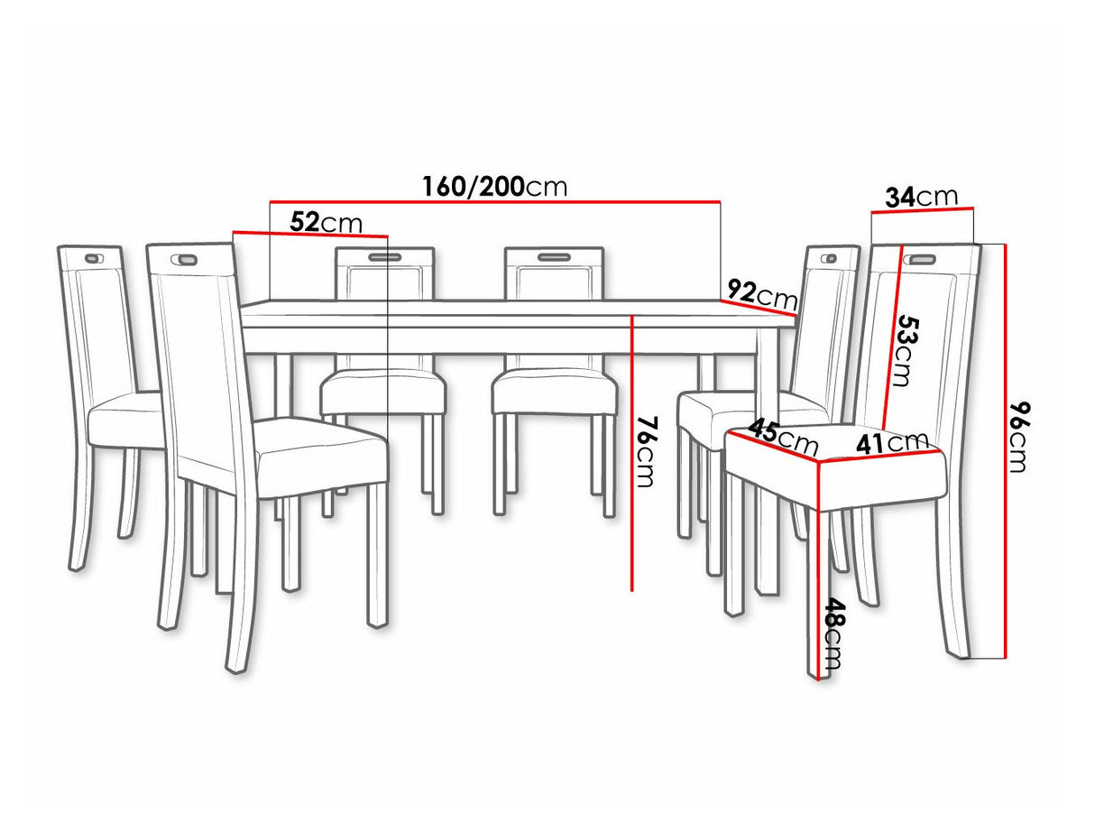 Étkezőgarnitúra 03 (MODENA 2 + ROMA 5), Fa színe: Fehér, Kárpit: Hygge 20