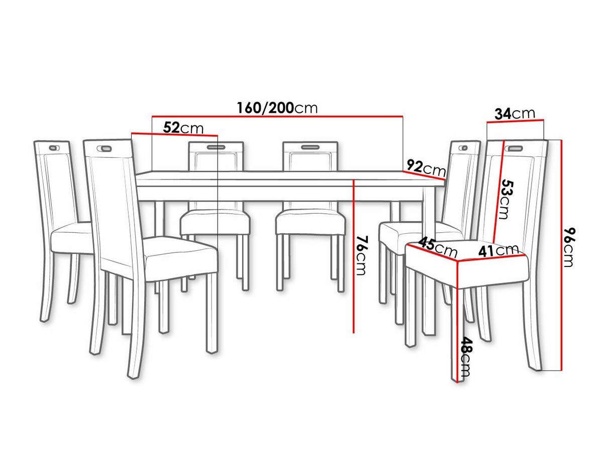 Étkezőgarnitúra 03 (MODENA 2 + ROMA 5), Fa színe: Fehér, Kárpit: Hygge 91
