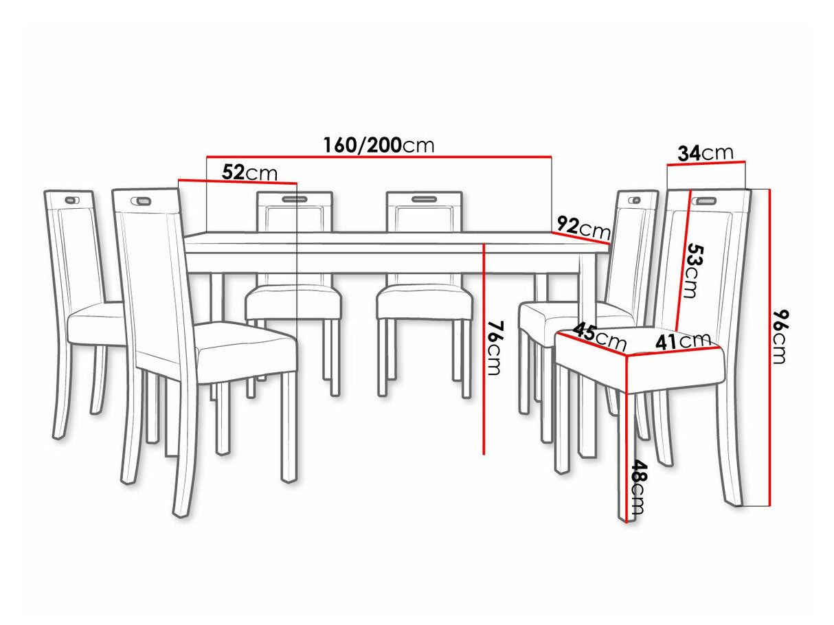 Étkezőgarnitúra 03 (MODENA 2 + ROMA 5), Fa színe: Dió, Kárpit: Zetta 297
