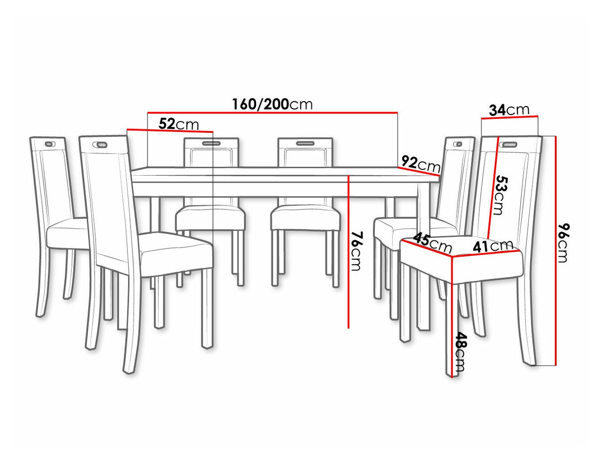 Étkezőgarnitúra 03 (MODENA 2 + ROMA 5), Fa színe: Dió, Kárpit: Hygge 20