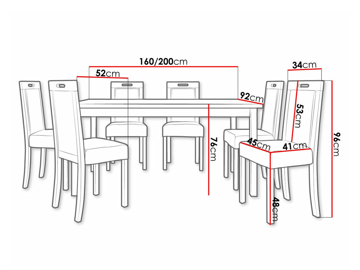Étkezőgarnitúra 03 (MODENA 2 + ROMA 5), Fa színe: Dió, Kárpit: Soro 28