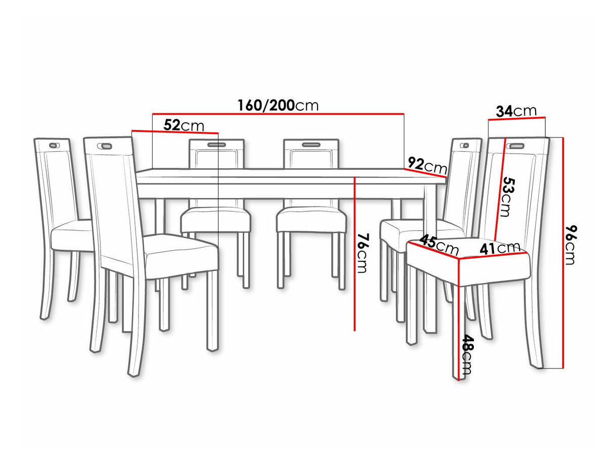 Étkezőgarnitúra 03 (MODENA 2 + ROMA 5), Fa színe: Sonoma tölgy, Kárpit: Hygge 20