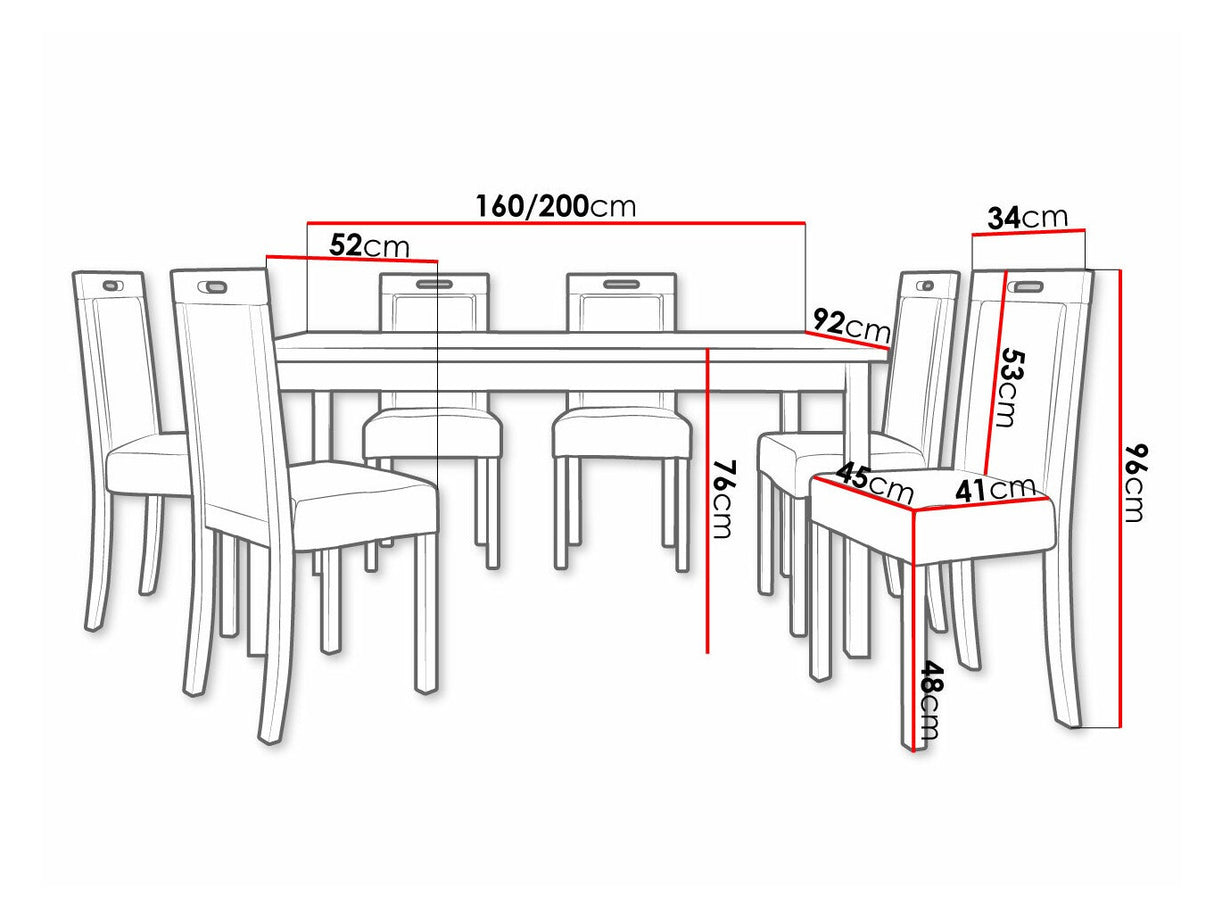 Étkezőgarnitúra 03 (MODENA 2 + ROMA 5), Fa színe: Sonoma tölgy, Kárpit: Hygge 91
