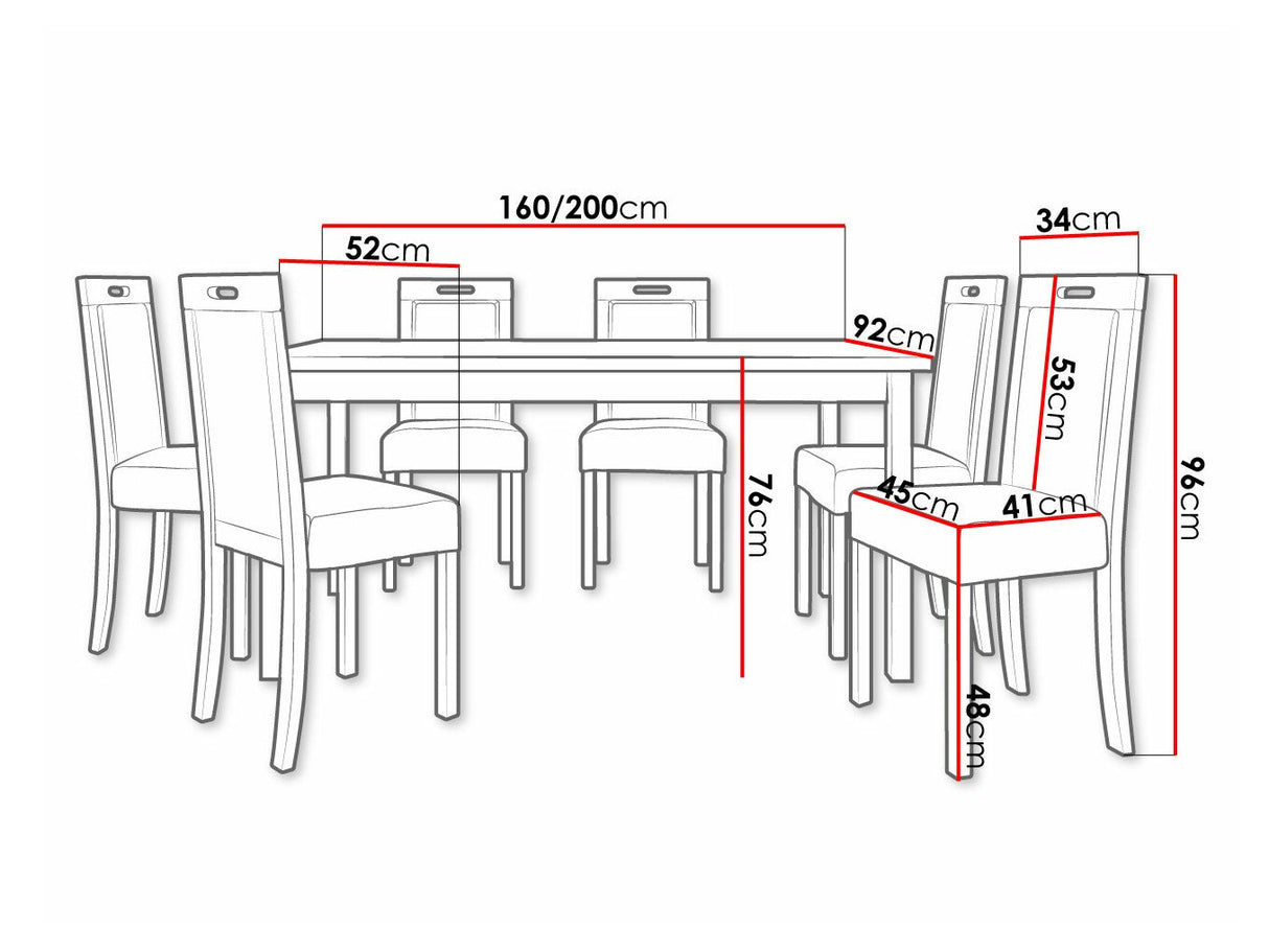 Étkezőgarnitúra 03 (MODENA 2 + ROMA 5), Fa színe: Sonoma tölgy, Kárpit: Zetta 300