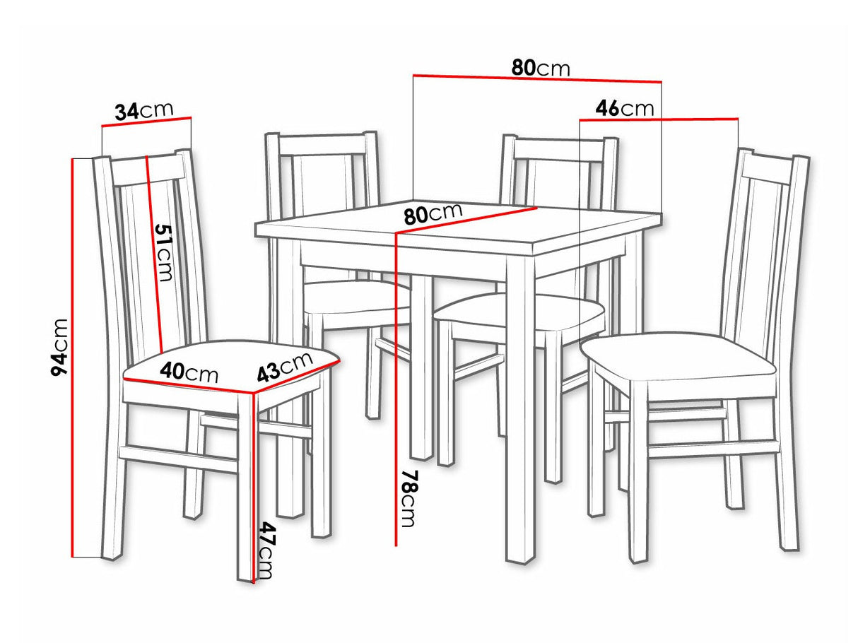 Étkezőgarnitúra 05 (MAX 9 + BOS 14), Fa színe: Fehér, Kárpit: Paros 2