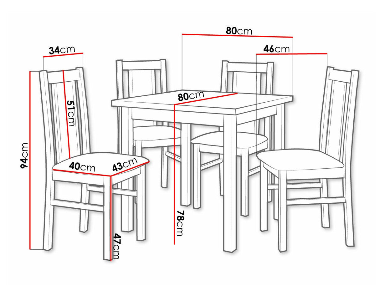 Étkezőgarnitúra 05 (MAX 9 + BOS 14), Fa színe: Fehér, Kárpit: Zetta 297