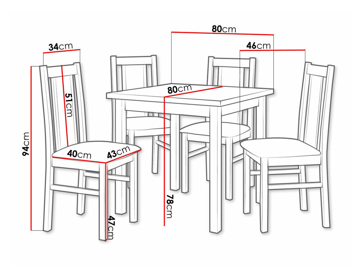 Étkezőgarnitúra 05 (MAX 9 + BOS 14), Fa színe: Fehér, Kárpit: Zetta 300