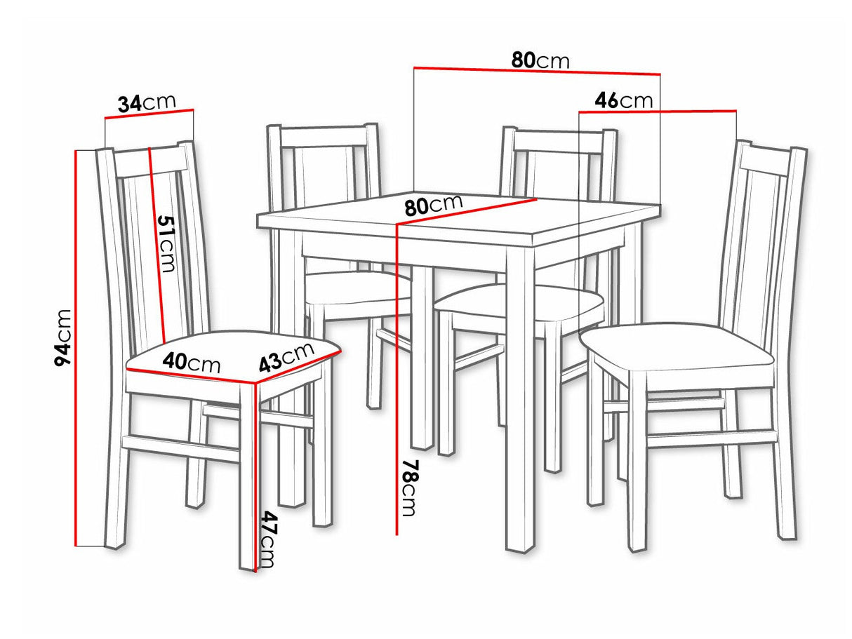 Étkezőgarnitúra 05 (MAX 9 + BOS 14), Fa színe: Dió, Kárpit: Zetta 300
