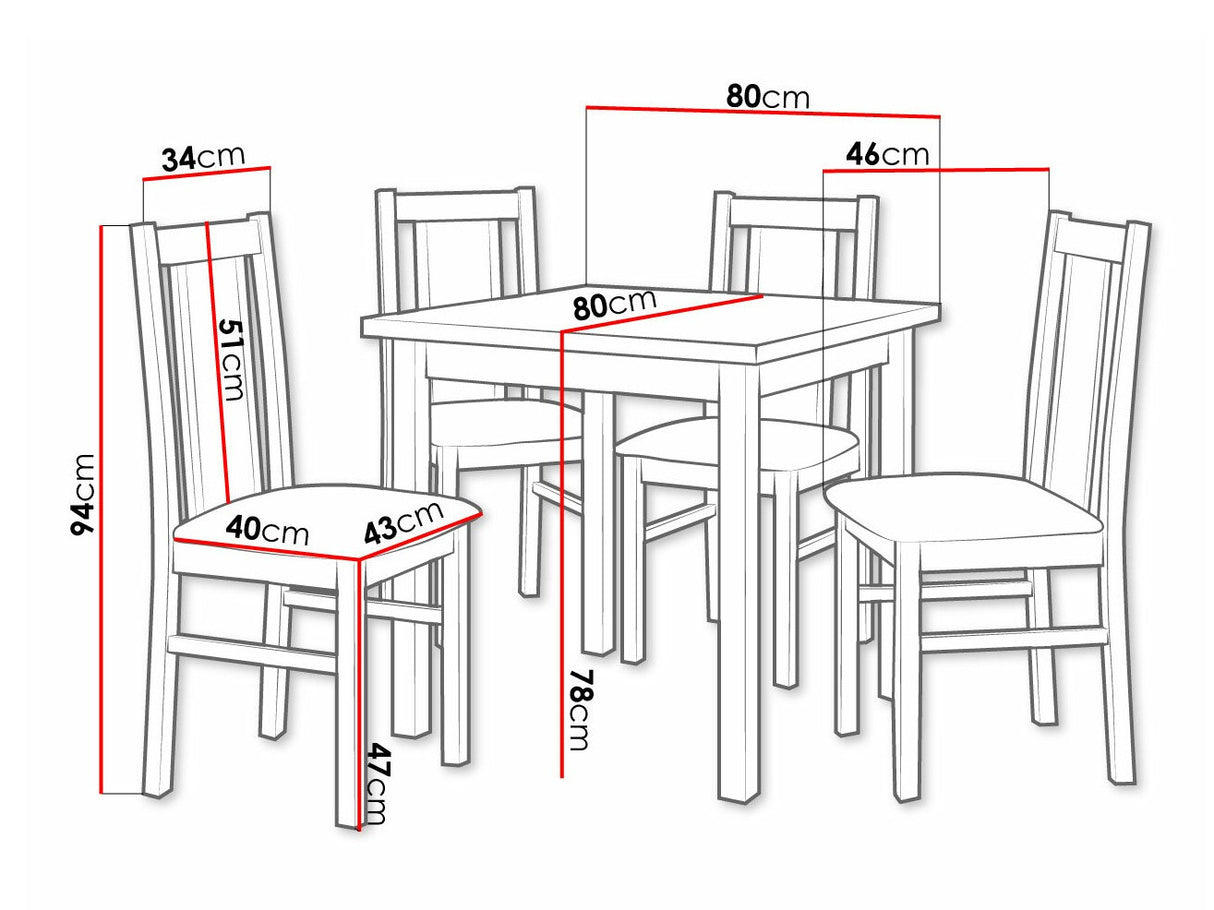 Étkezőgarnitúra 05 (MAX 9 + BOS 14), Fa színe: Dió, Kárpit: Hygge 91