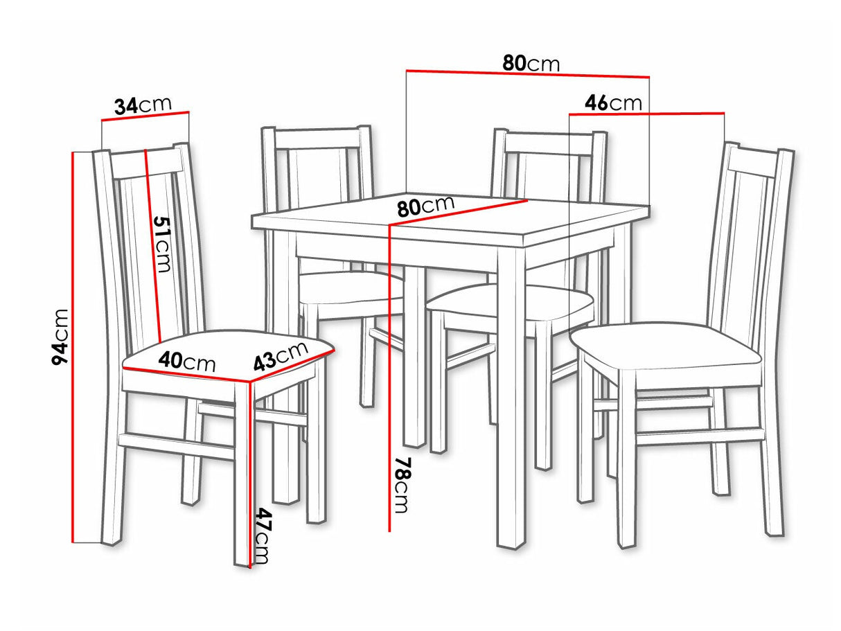 Étkezőgarnitúra 05 (MAX 9 + BOS 14), Fa színe: Dió, Kárpit: Soro 28