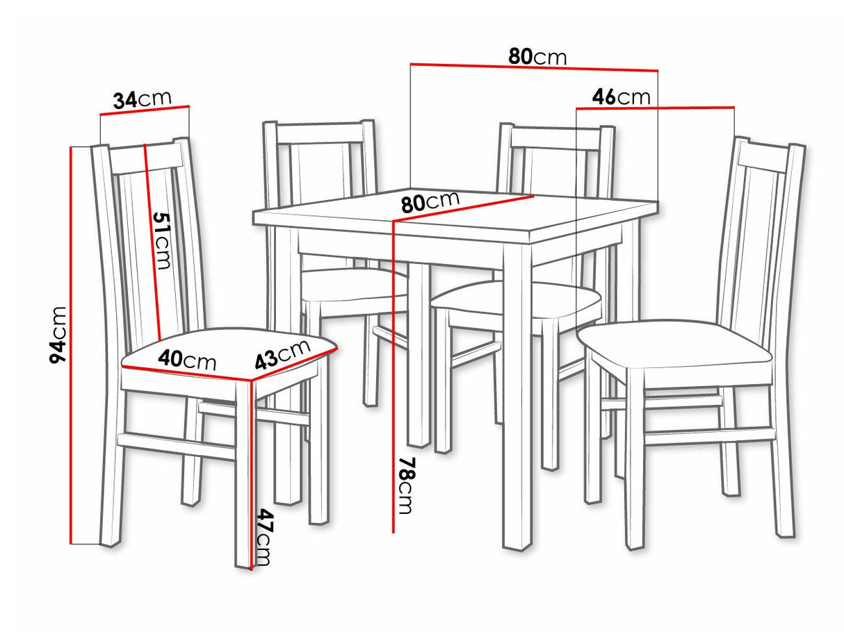 Étkezőgarnitúra 05 (MAX 9 + BOS 14), Fa színe: Dió, Kárpit: Paros 2