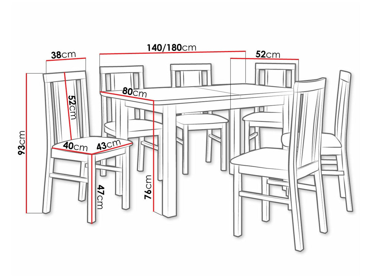 Étkezőgarnitúra 12 (WENUS 2 S + MILANO 7), Fa színe: Égerfa, Kárpit: Zetta 297
