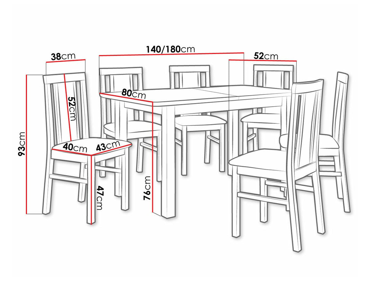 Étkezőgarnitúra 12 (WENUS 2 S + MILANO 7), Fa színe: Égerfa, Kárpit: Hygge 20