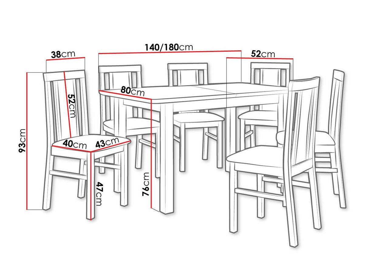 Étkezőgarnitúra 12 (WENUS 2 S + MILANO 7), Fa színe: Égerfa, Kárpit: Soro 28
