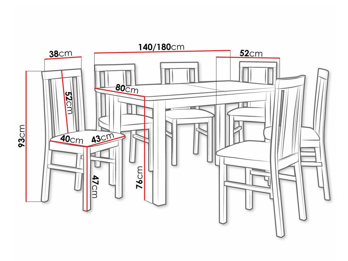Étkezőgarnitúra 12 (WENUS 2 S + MILANO 7), Fa színe: Égerfa, Kárpit: Hygge 91