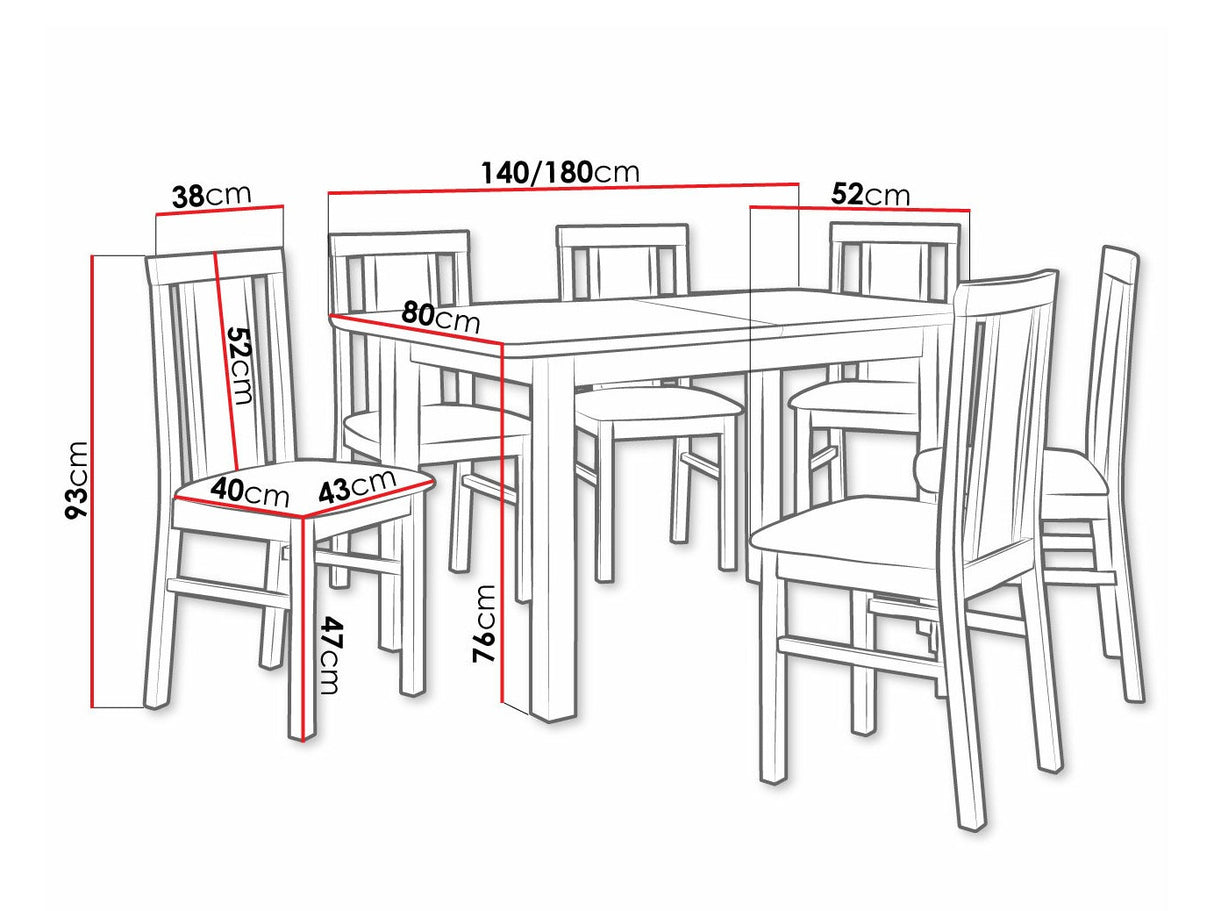 Étkezőgarnitúra 12 (WENUS 2 S + MILANO 7), Fa színe: Dió, Kárpit: Paros 2