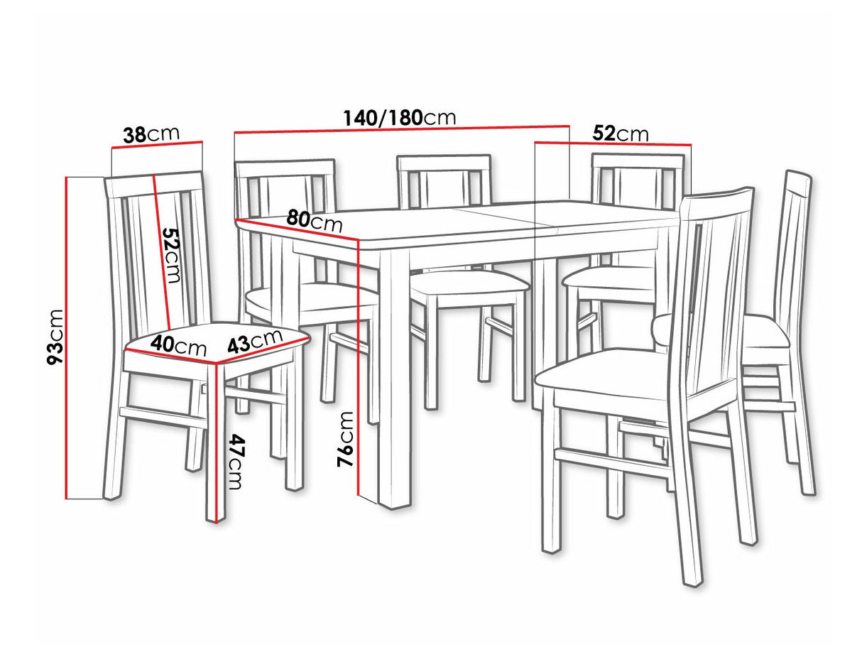 Étkezőgarnitúra 12 (WENUS 2 S + MILANO 7), Fa színe: Dió, Kárpit: Zetta 297