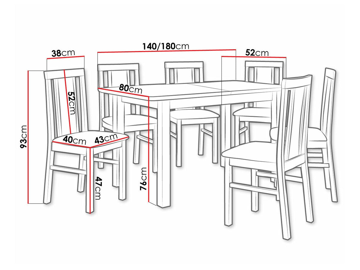 Étkezőgarnitúra 12 (WENUS 2 S + MILANO 7), Fa színe: Dió, Kárpit: Hygge 20