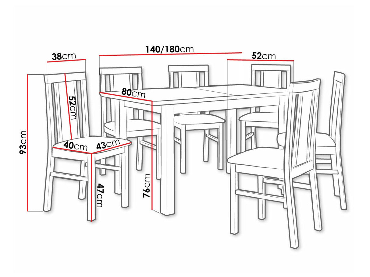Étkezőgarnitúra 12 (WENUS 2 S + MILANO 7), Fa színe: Dió, Kárpit: Soro 28