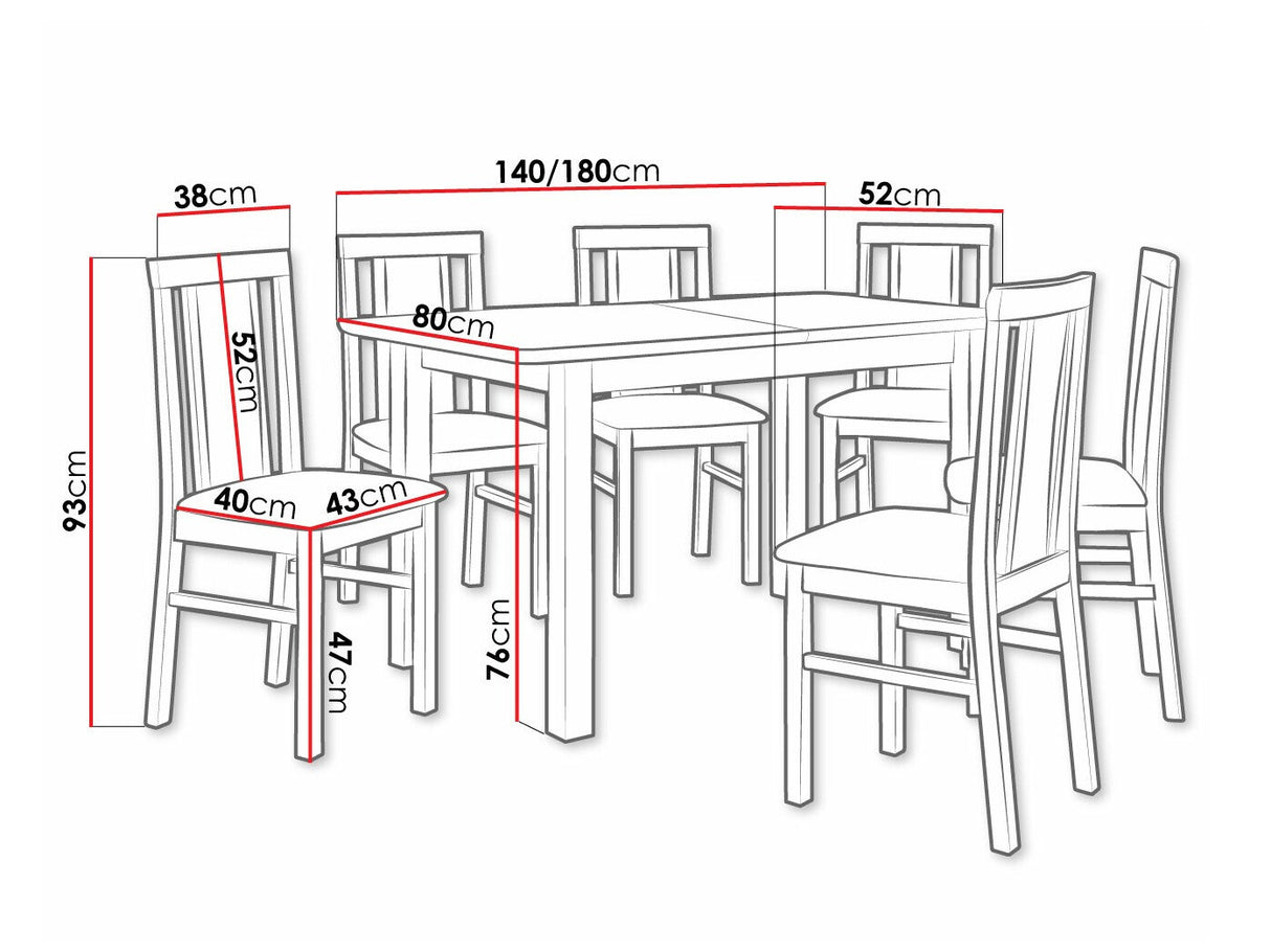 Étkezőgarnitúra 12 (WENUS 2 S + MILANO 7), Fa színe: Dió, Kárpit: Hygge 91