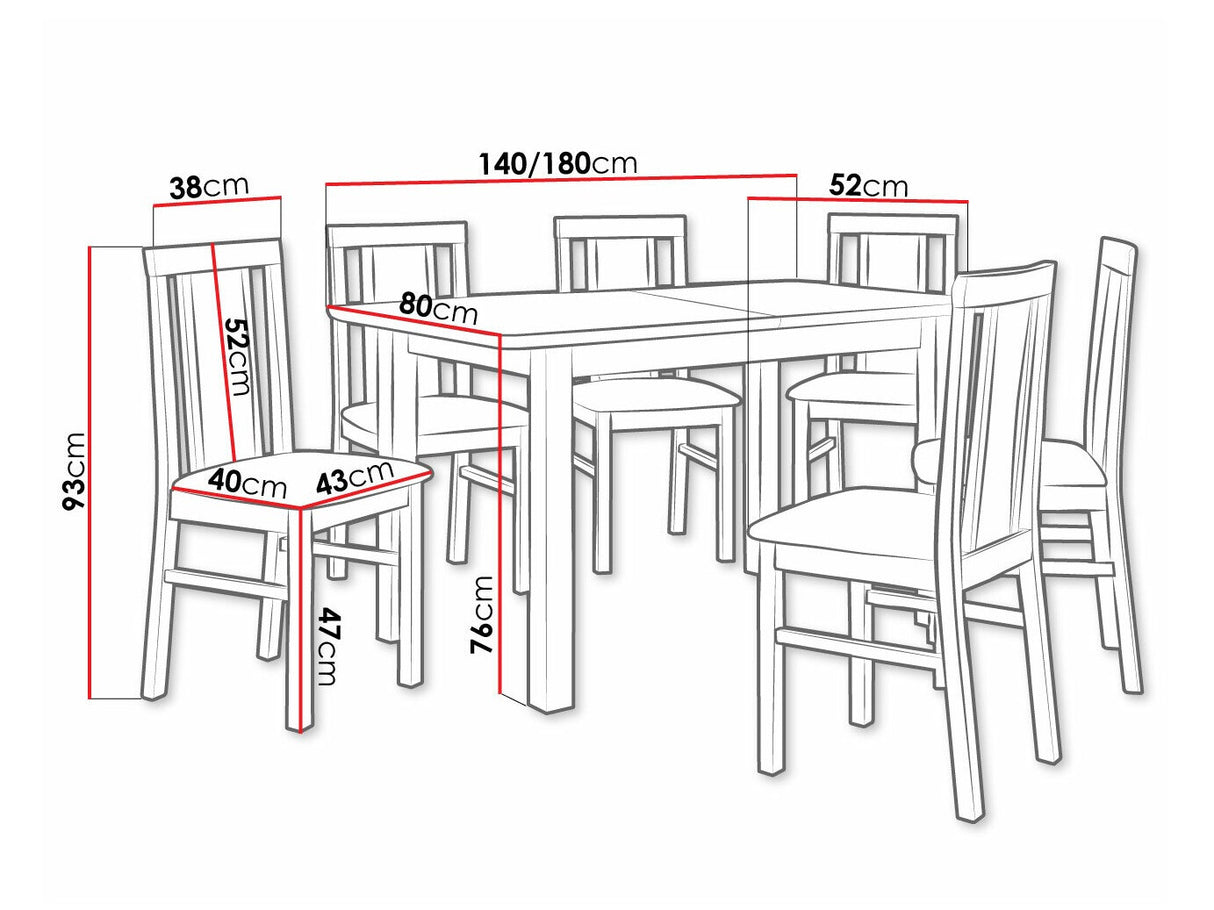 Étkezőgarnitúra 12 (WENUS 2 S + MILANO 7), Fa színe: Dió, Kárpit: Zetta 300