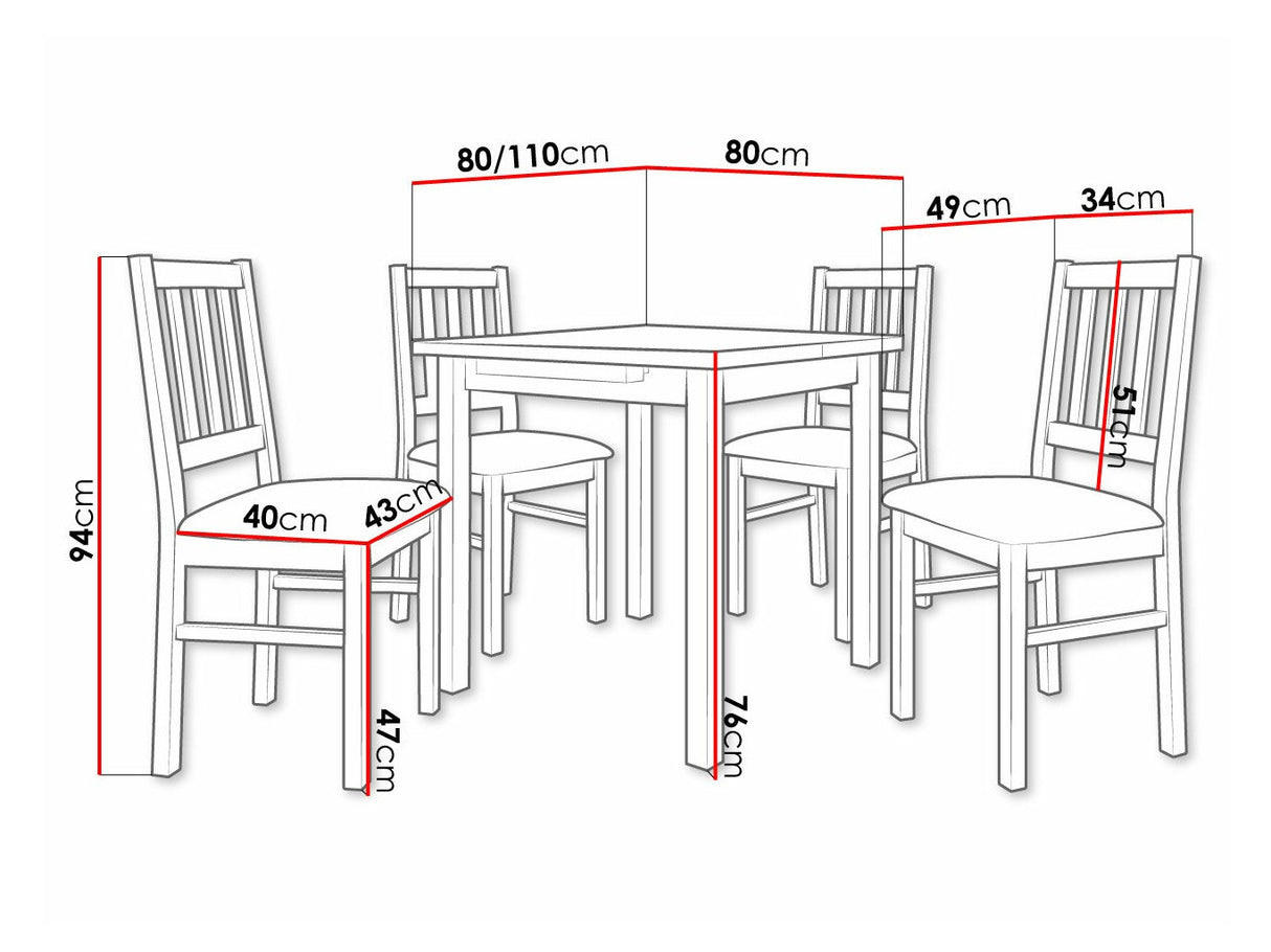 Étkezőgarnitúra 09 (MAX 7 + BOS 4), Fa színe: Fehér, Kárpit: Zetta 297